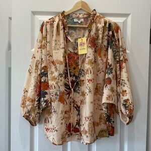 ENTRO Blouse in Fall Colors NWT sz L